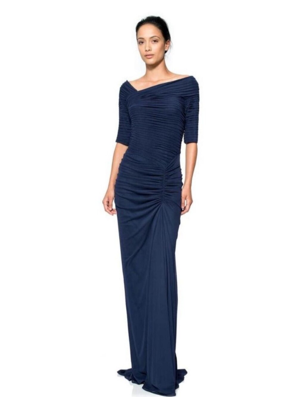 Tadashi Shoji Assymetrical Ruched Maxi Dress